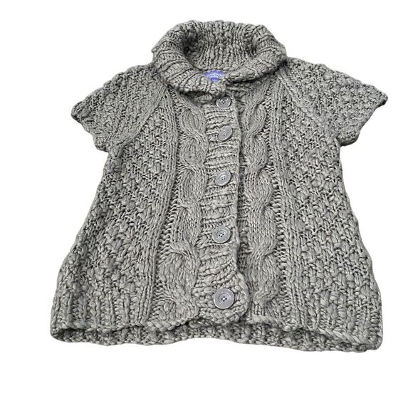 Vivienne Tam womens Large sweater Vest Chunky Knit Short Sleeve Gray Button - Picture 1 of 13